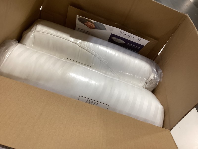 Condition photo showing New/Like New for Beckham Hotel Collection Bed Pillows Standard/Queen Size Set of 2 - Original Soft Down Alternative Pillow for Sleeping - Soft Support for Back, Stomach or Side Sleepers Queen / Standard White