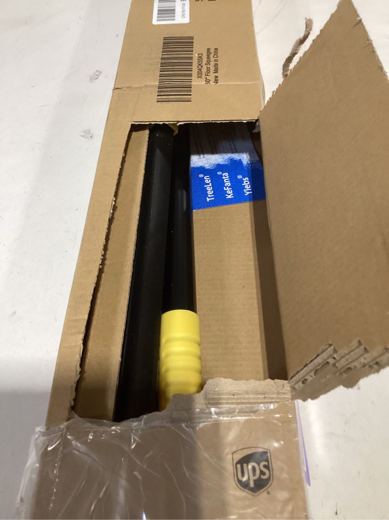 Condition photo showing As Is for Floor Squeegee for Concrete, 30'' Large Rubber Broom for Tile, 59'' Long Handle Heavy Duty Water Wiper for Garage, Deck Yellow 30''