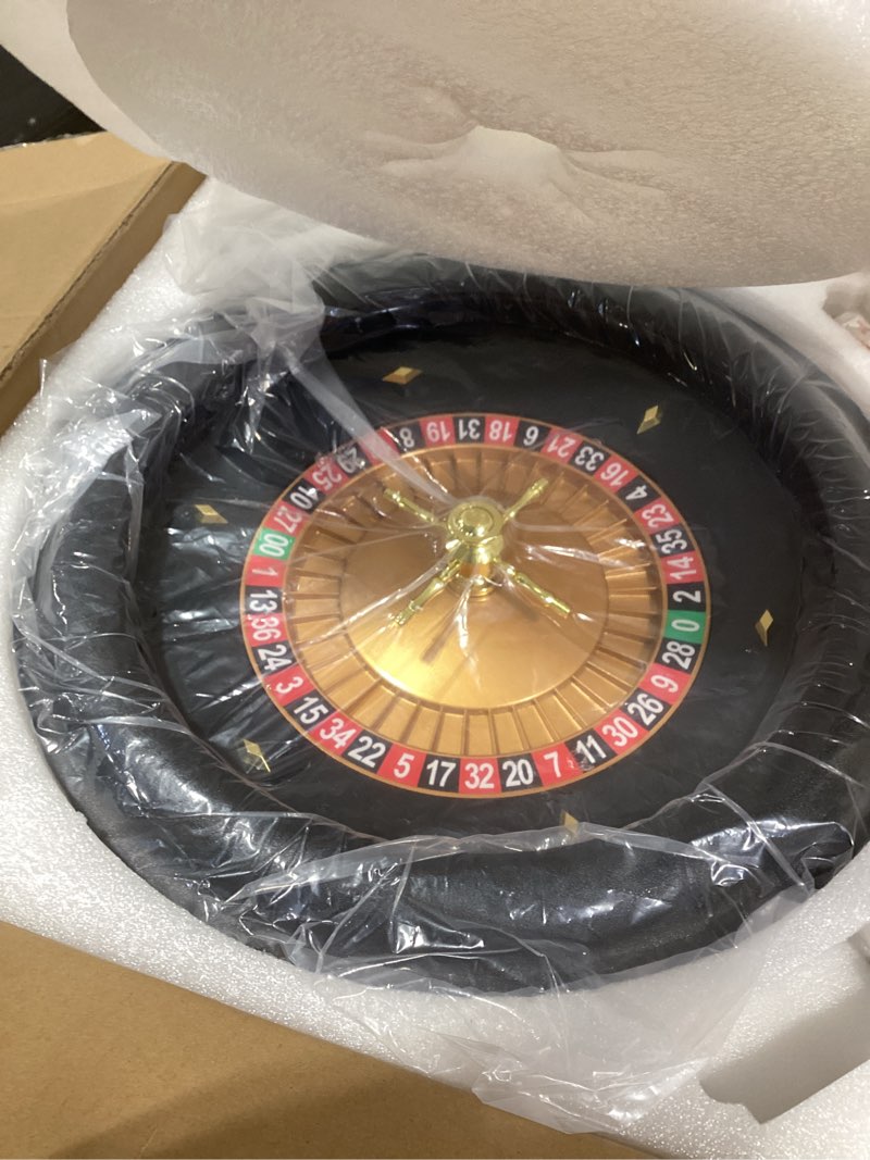 Condition photo showing New/Like New for Leyndo 18 Inches Deluxe Casino Roulette Wheel Set, ABS Professional Roulette Set with Double Zero Layout Wheel with 2 Balls for Night Home Game or Professional Use