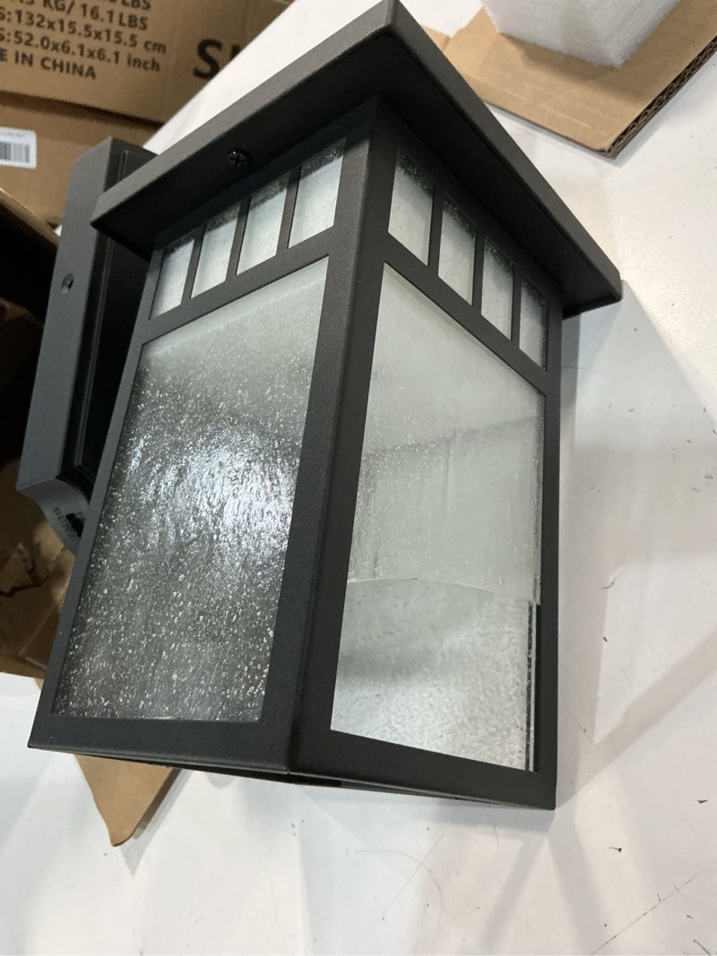 Condition photo showing As Is for allen + roth thorsen 1-light 11.5-in h black motion sensor dusk to dawn outdoor wall light