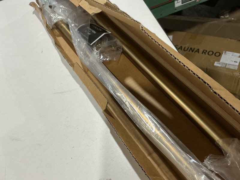 Condition photo showing As Is for Ivilon Drapery Window Curtain Rod - End Cap Style Design 1 Inch Pole. 72 to 144 Inch Color Warm Gold 72 to 144 in.