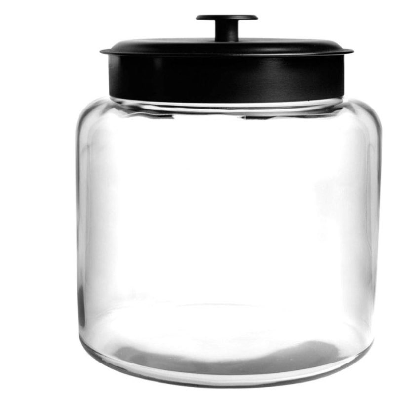 Anchor Hocking Montana 1.5 Gallon Glass Jar with Lid, Black Metal Lid
