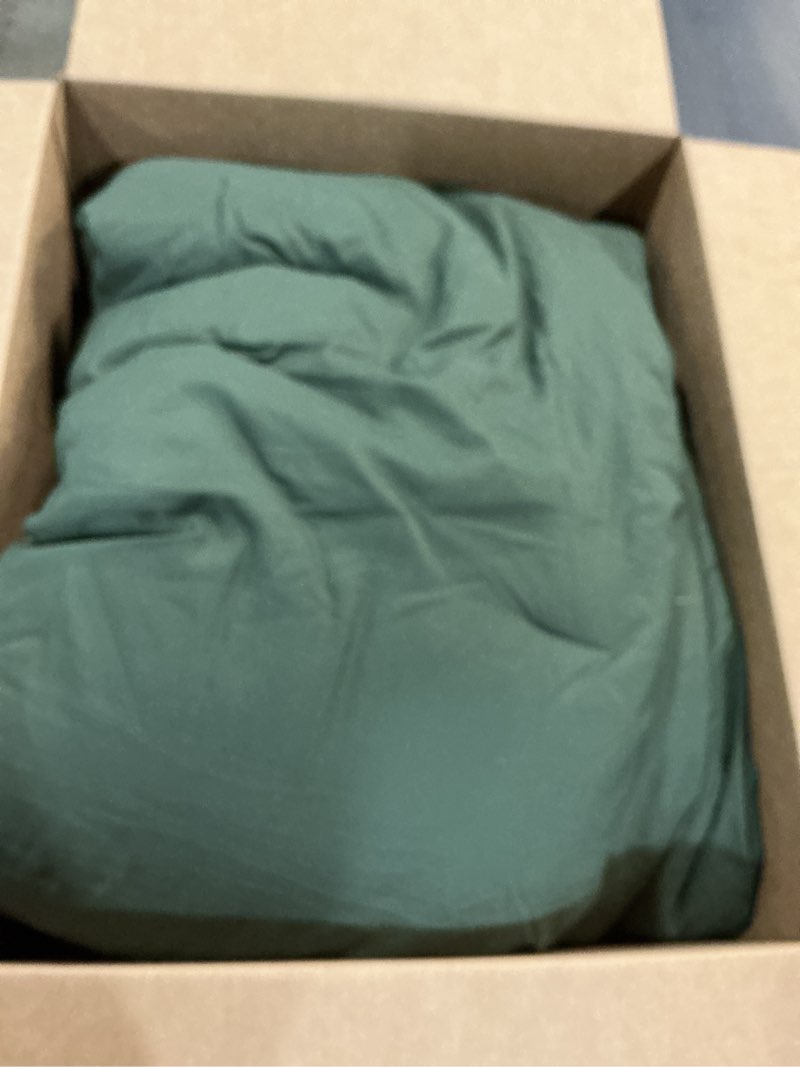 Condition photo showing Good Condition for litanika dark olive green comforter set king, 3 pieces solid bedding comforter set, all season fluffy bed set (104x90in comforter & 2 pillowcases) dark olive green king