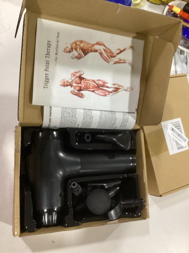 Condition photo showing New/Like New for Massage Gun Deep Tissue, Handheld Electric Muscle Massager, High Intensity Percussion Massage Device for Pain Relief with 9 Attachments,Pallet of Product Black