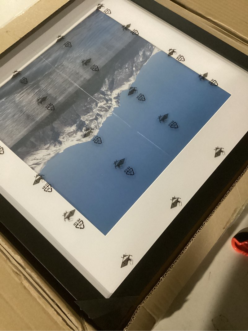 Condition photo showing New/Like New for 16x16 picture frame, 16x16 square picture frame for wall, 16x16 frame matted to 12x12, 16x16 photo frame with high definition plexiglass (black, 3 pack) 16x16-3p black