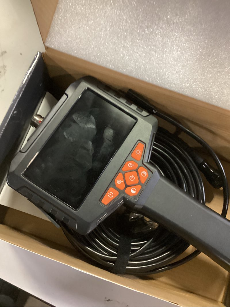 Condition photo showing As Is for 66FT Endoscope Camera with Light, Ginocaco 4.3'' HD 1080P Borescope Inspection Camera with 8 Adjust LED Lights, Semi-Rigid Cable, IP67 Waterproof Scope for HVAC Tool, Gadget Gift for Men 20M
