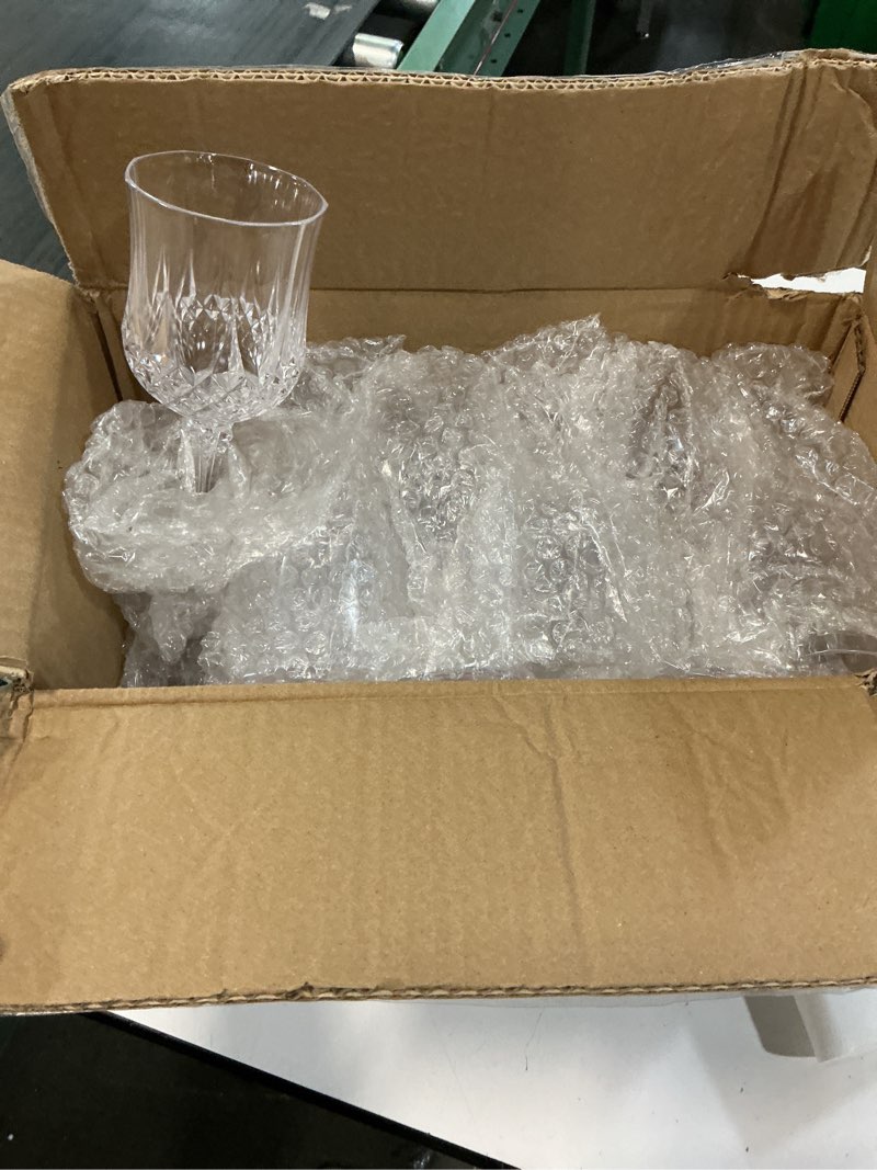 Condition photo showing Good Condition for 7oz plastic wine glasses, reusable vintage goblets unbreakable drinking glasses crystal water cups champagne for wedding, parties, easter (24, clear) transparent 24