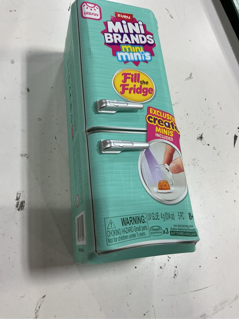 Condition photo showing New/Like New for mini brands fill the fridge playset w/uv light by zuru, collectibles, diy, resin play, exclusive recipe, not edible, 8+