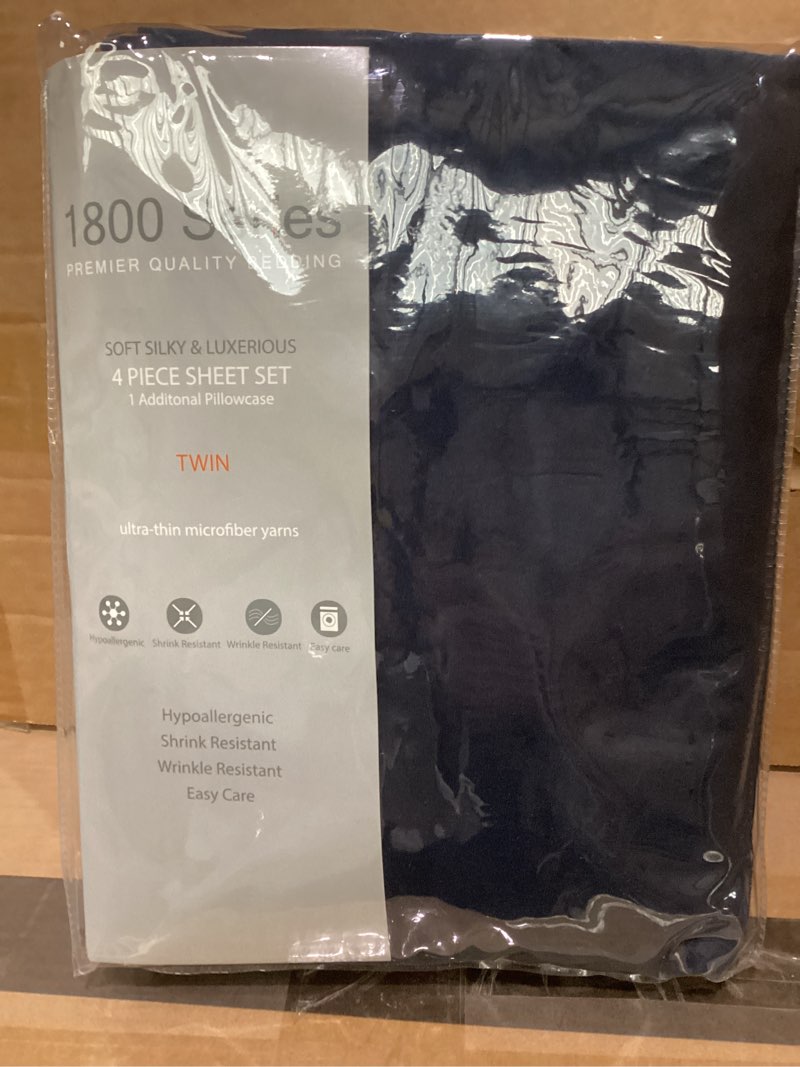 Condition photo showing New/Like New for LONAVA Twin Size Sheet Set - 4 Piece Hotel Luxury Wrinkle-Free Microfiber Sheet, Oeko-TEX Certified, Breathable & Elastic, 16" Deep Pockets, Navy Blue Navy Blue Twin(4pc)