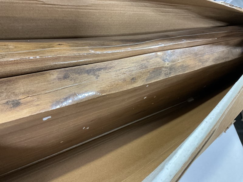 Condition photo showing Good Condition for Floating Shelves Set of 2, Solid Elm Wood Wall Shelves 36 Inch - Invisible Bracket Mount for Living Room, Bedroom, Kitchen, Bathroom - Natural Natural Elm Live Edge, 36"L, 2Packs