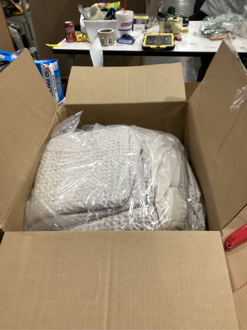 Condition photo showing As Is for Bedsure Cotton Duvet Cover Set - 100% Cotton Waffle Weave Linen Duvet Cover Oversized King Size, GentleSoft™ and Breathable Bedding Set for All Season, 3 Pieces, 120"x98" Oversized King (120" x 98") 04 - Linen (No Comforter)