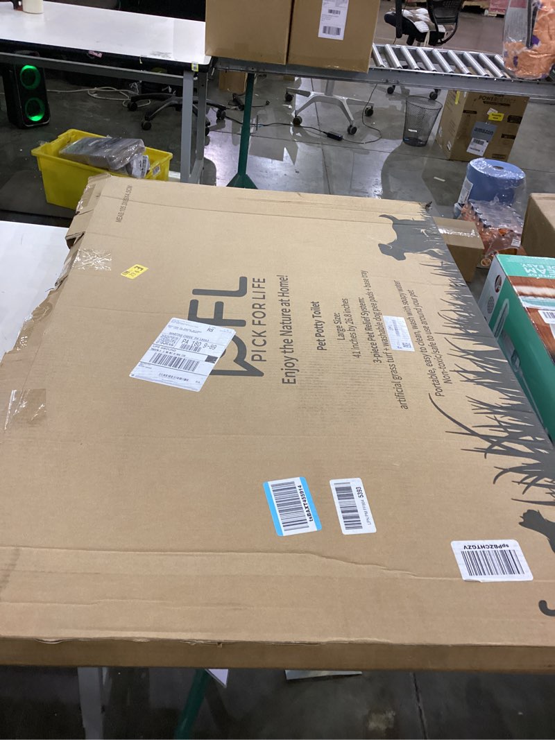 Condition photo showing As Is for Dog Grass Large Potty Patch, Dog Litter Boxes Artificial Grass Bathroom Turf for Pet Training, Washable Puppy Pee Pad, Perfect Indoor/Outdoor Portable Potty Pet Loo (Tray system-41"X26.8")