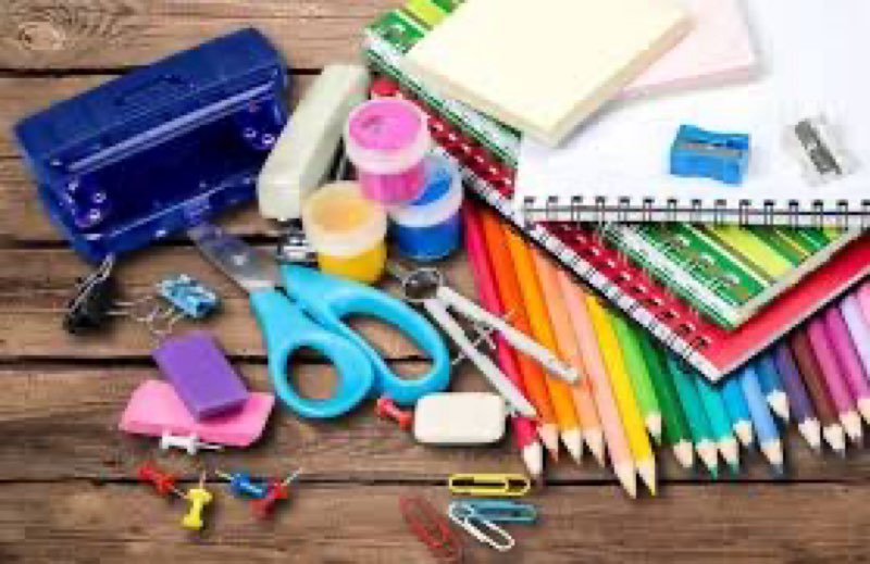 Assortment of school and office supplies