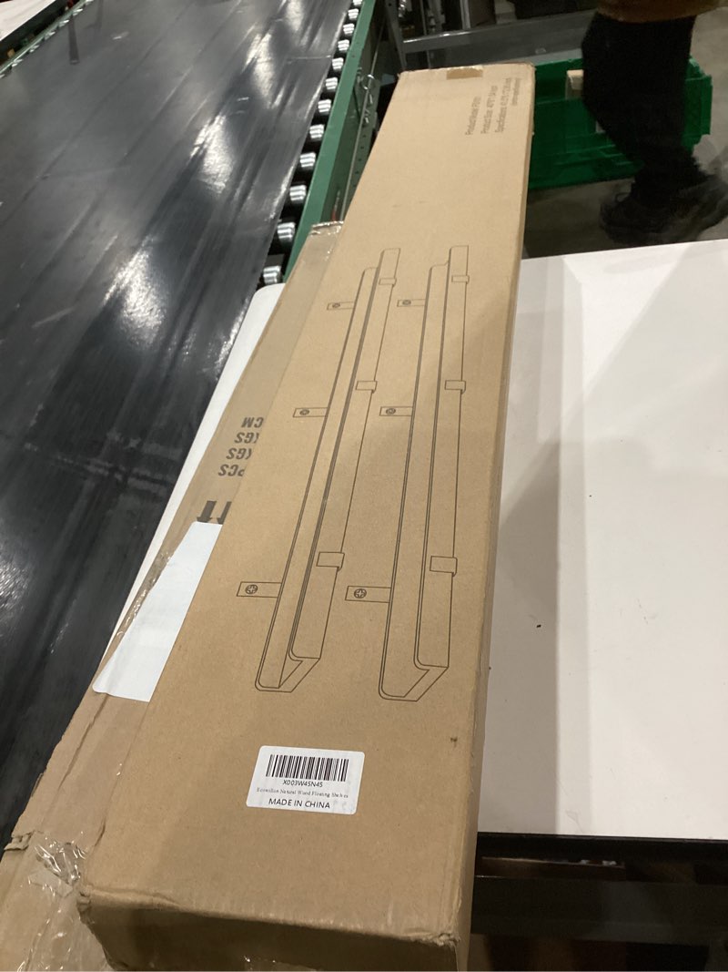 ecowillon natural wood floating shelves with lip, 40 inch long black floating wall shelves with meta