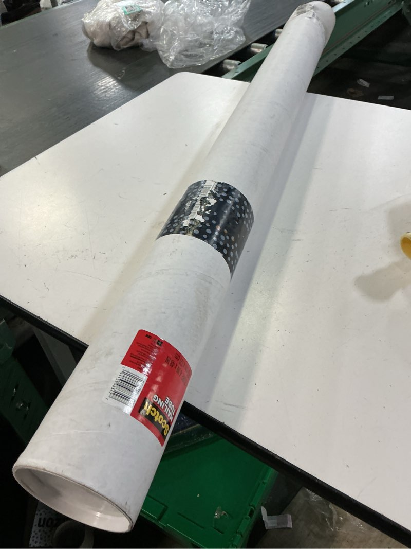 Condition photo showing As Is for scotch mailing tube, 1 tube, 4 in x 48 in, perfect protection for mailing and storing rolled items, white (7982) 4 x 48 inches
