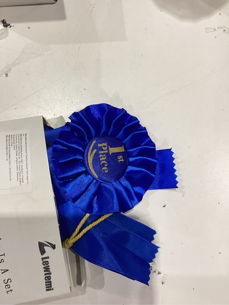Condition photo showing Good Condition for lewtemi 3 packs 1st place blue ribbon award rosette ribbon grand prize ribbons winner victory prize deluxe recognition award for classroom, competition and sports events