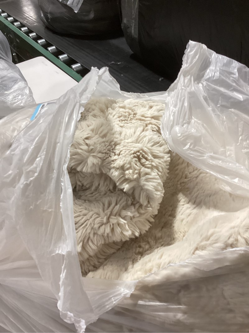 Condition photo showing As Is for Cream Rugs for Living Room, Ultra Fluffy Fuzzy Shag Area Rug for Bedroom, Modern Plush Soft High Pile Upgrade Non-Slip Carpet for Kids Girls and Boys, Dorms, Nursery, Home Decor Aesthetic Cream