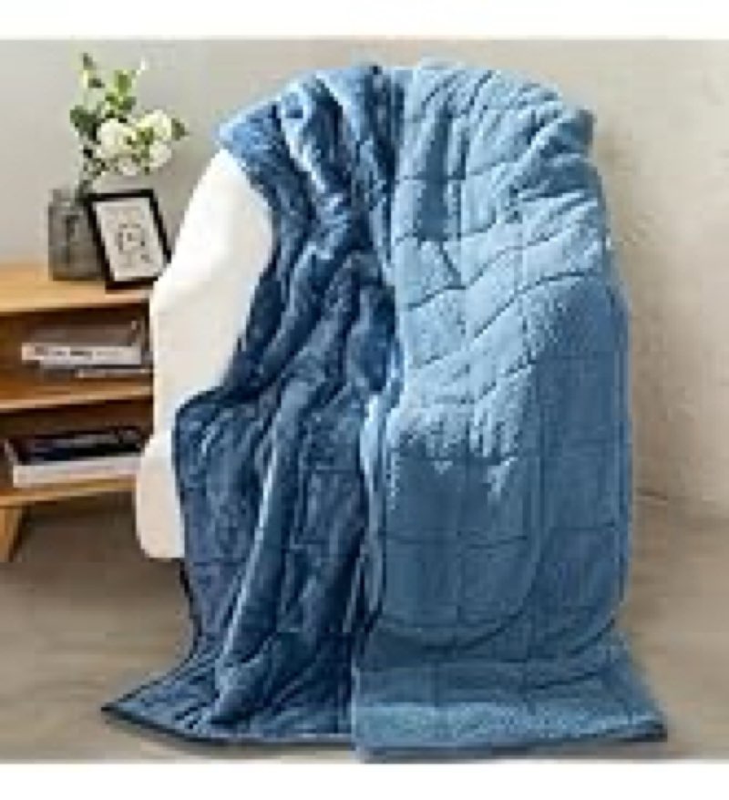 alomidds weighted blanket queen size 20lbs 60x80 inches,sherpa weighted blankets for adults,fluffy w