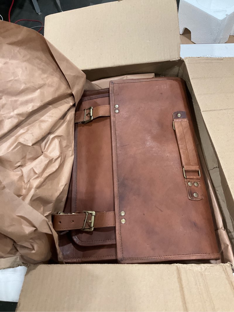 Condition photo showing Good Condition for Komal's Passion Leather Briefcase for Men and Women 18 inch Handmade Leather Messenger Bag for Laptop Best Computer Satchel Distressed Bag (Single Pocket)