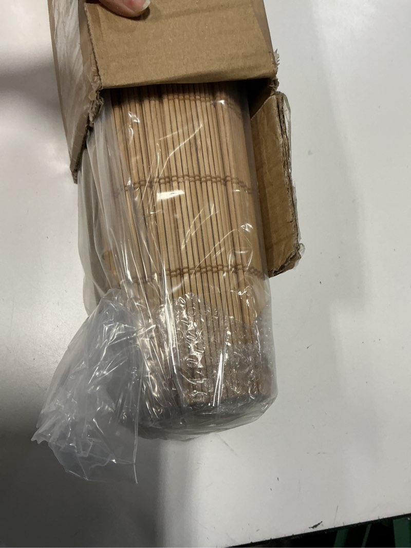 Condition photo showing Good Condition for lazblinds cordless blackout bamboo roman shades, room darkening blinds for interior windows, thermal insulated roll up bamboo blinds for home & patio, 32" w x 64" h, papara carbon blackout - papara carbon 32" w x 64" h