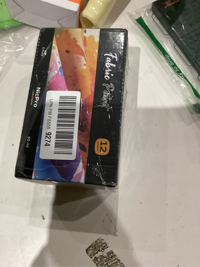 Condition photo showing As Is for Nicpro 12 Colors Fabric Paint (1oz/30ml), Permanent Soft Fabric Paint Set with Brushes, Palette, Stencils, Non-Toxic Textile Paint for Fabric DIY Crafts, T-Shirts, Shoes, Jeans, Bags, Art Supplies 12 Colors 1oz (30ml)