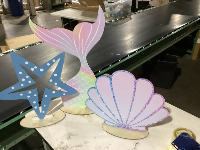 Condition photo showing Good Condition for amyhill 3 pcs large under the sea mermaid decoration vbs 2026 decorations summer sunday school decoration mermaid tail seashell starfish stand decor ocean cutouts for classroom vocation birthday party