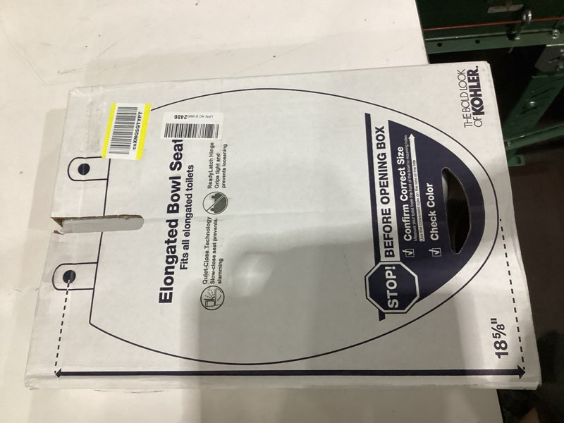 Condition photo showing New/Like New for KOHLER 4636-RL-96 Cachet ReadyLatch Elongated Toilet Seat Slow Close Soft Close, Toilet Seat Quiet Lid, Contoured Grip-Tight Bumpers Installation Hardware, Apartment Essentials, Biscuit Biscuit Elongated Ready Latch