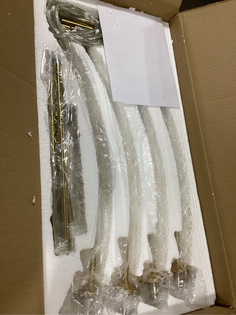 Condition photo showing Good Condition for Gold Modern Chandelier 5-Light Glass Globe Ceiling Light Fixtures Mid Century Modern Sputnik Chandelier for Dining Room Kitchen Island Bedroom Living Room Gold+Milk Glass 5 Light