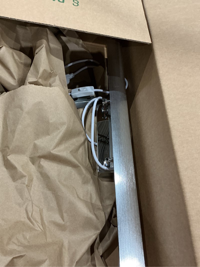 Condition photo showing As Is for bonlux led bathroom vanity mirror lighting - 22 inch 9w long shade modern makeup mirror lamp with us on/off plug for dressing room, cabinet mirror lighting, wall sconce lighting, daylight 6000k 22 inch 9w 6000k