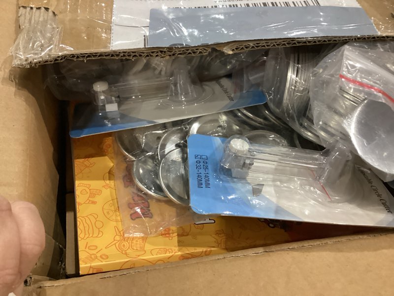 Condition photo showing As Is for VEVOR Button Maker Machine, Multiple Sizes 1.25+2.25 Inch Badge Punch Press Kit, Children DIY Gifts Pin Maker, Button Making Supplies with 500pcs Button Parts & Circle Cutter & Magic Book