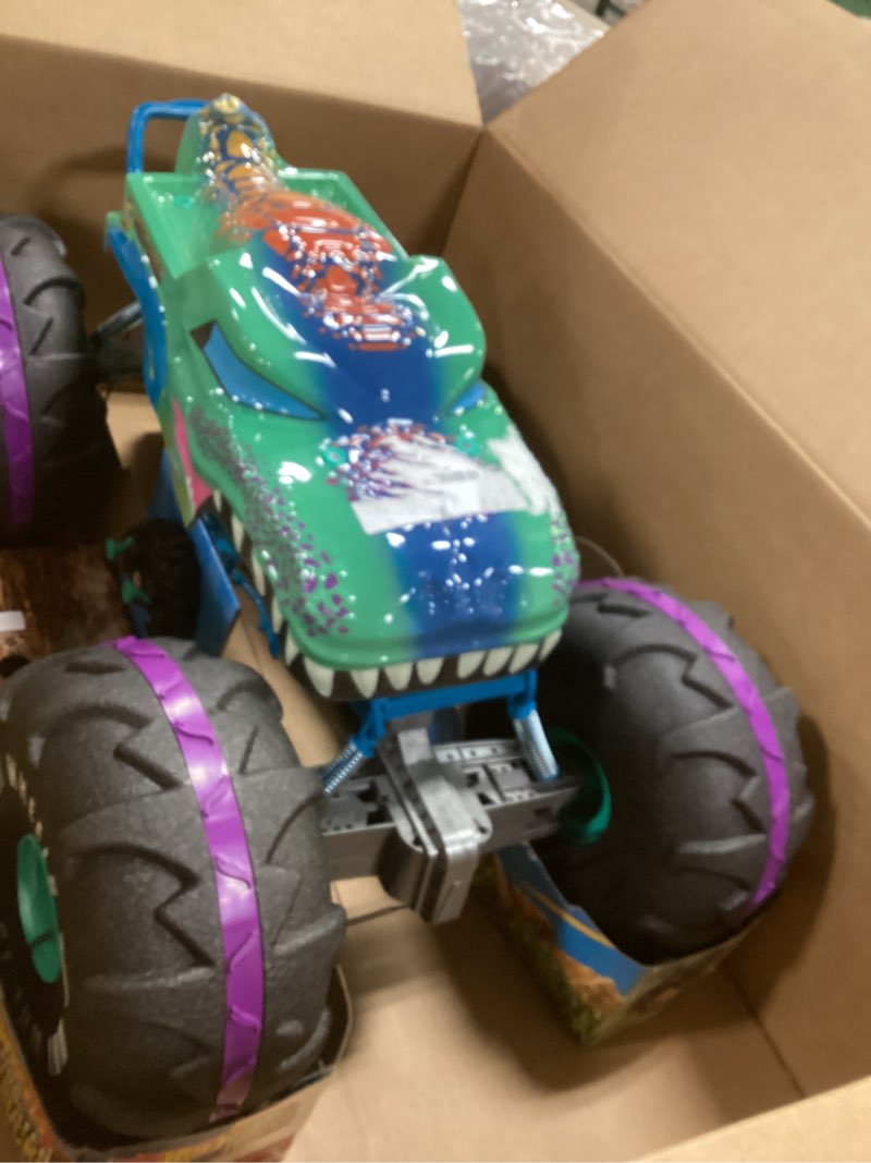Condition photo showing Good Condition for Hot Wheels RC Monster Trucks Mega-Wrex in 1:6th Scale, Extra Large Remote-Control Toy Truck, More Than 2ft Long Multicolor