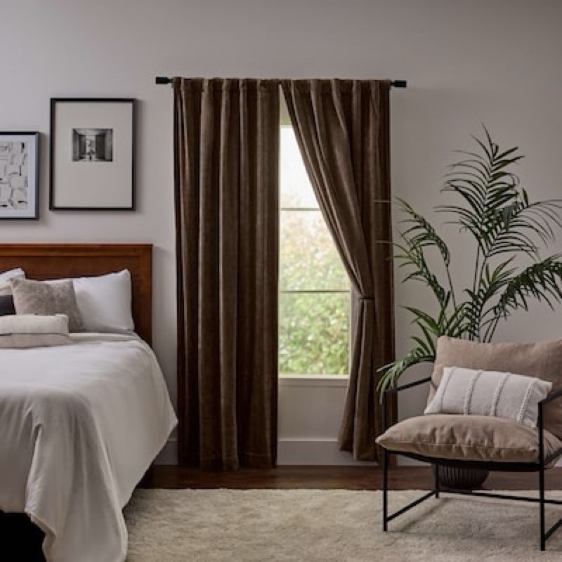 origin 21 84-in taupe blackout interlined back tab single curtain panel