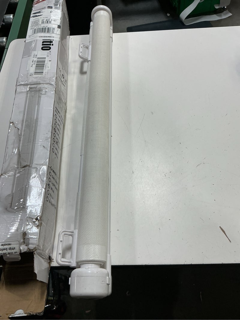Condition photo showing Good Condition for 85 inch wide baby gate for wide openings indoor retractable baby gates outdoor retractable dog gate mesh gates for kids or pets long pet gate for doorways long dog gate for stairs, porches, white white (33" tall x 85" wide)