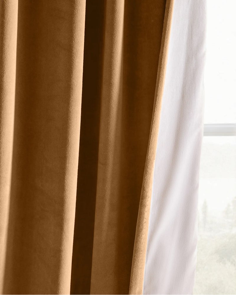 cotton velvet curtain - single panel camel size 48in x 96in