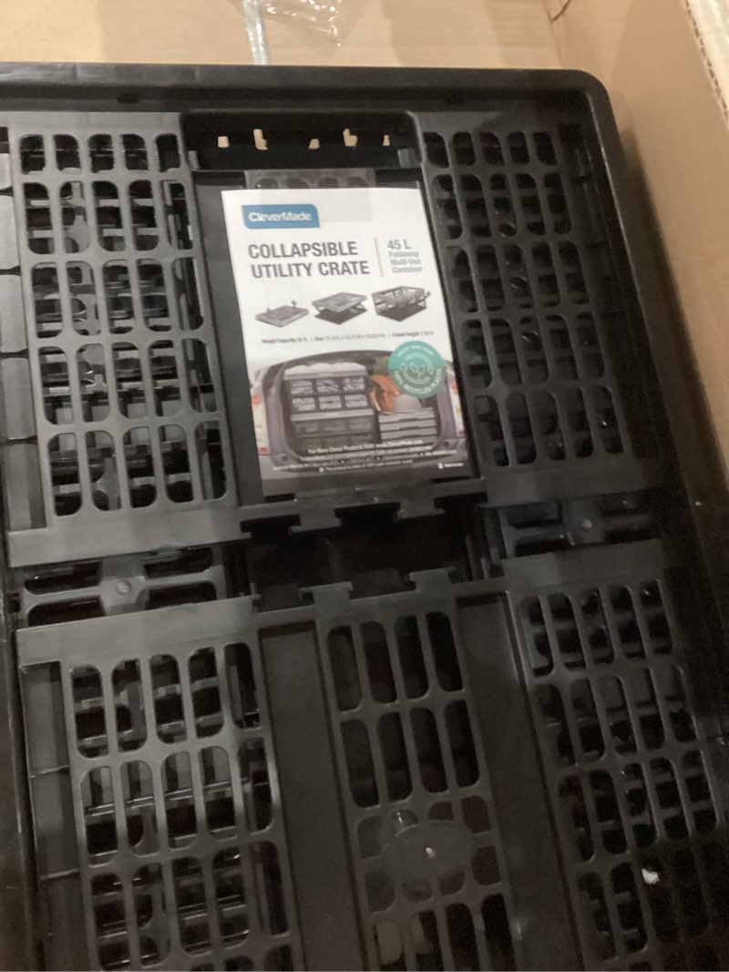 Condition photo showing Good Condition for clevermade collapsible utility crates-obsidian 1pck 45l / 11 gal holds 66 lbs - stackable containers heavy duty capacity crates - space-saving baskets