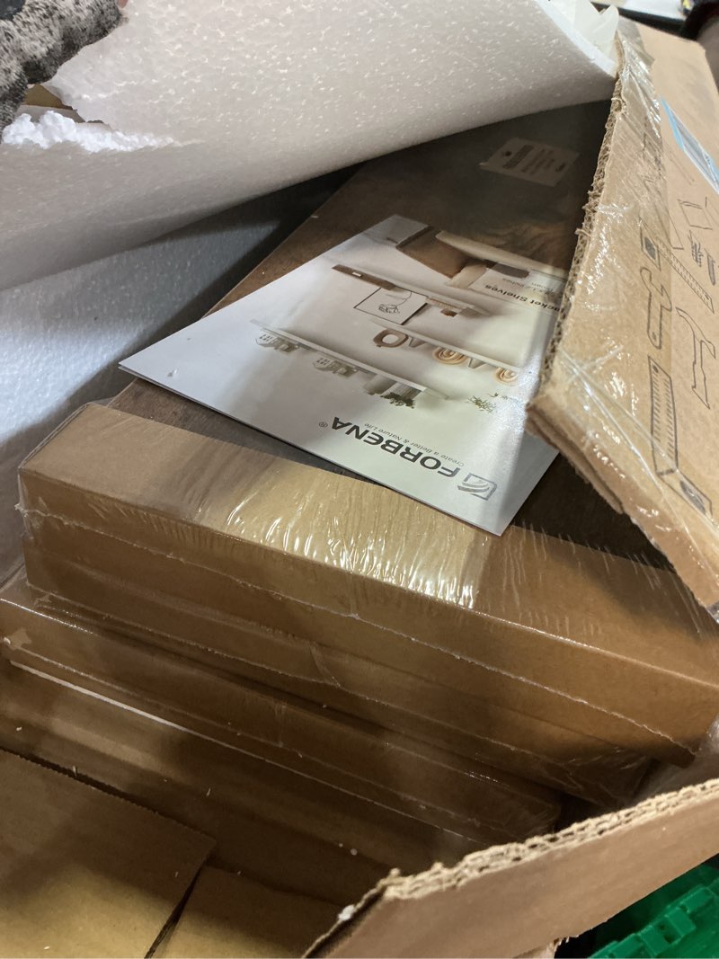 Condition photo showing Good Condition for Forbena 36 Inch Floating Shelves for Wall Long Set of 3, Large Deep Wall Shelves for Bedroom Living Room Decor, Rustic Wood Floating Shelf for Kitchen Closet Office TV Plants Books (Dark Brown) Rustic Brown