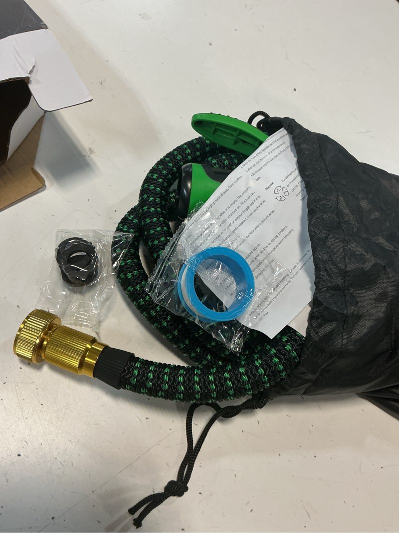 Condition photo showing Good Condition for 50 ft garden hose,2026 new improved lightweight all-weather water hoses, ultra durable and flexible garden hose with 10-function spray nozzle, leak-free connections garden hose for yard, lawn,outdoor blackgreen 50ft
