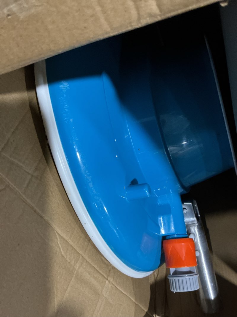 Condition photo showing As Is for u.s. pool supply professional swimming pool leaf terminator vacuum - 15" pool cleaner body, 8 pressure jets, 4 rotating wheels, 3 perimeter brushes, 2 debris bags - below or above-ground sucker eater