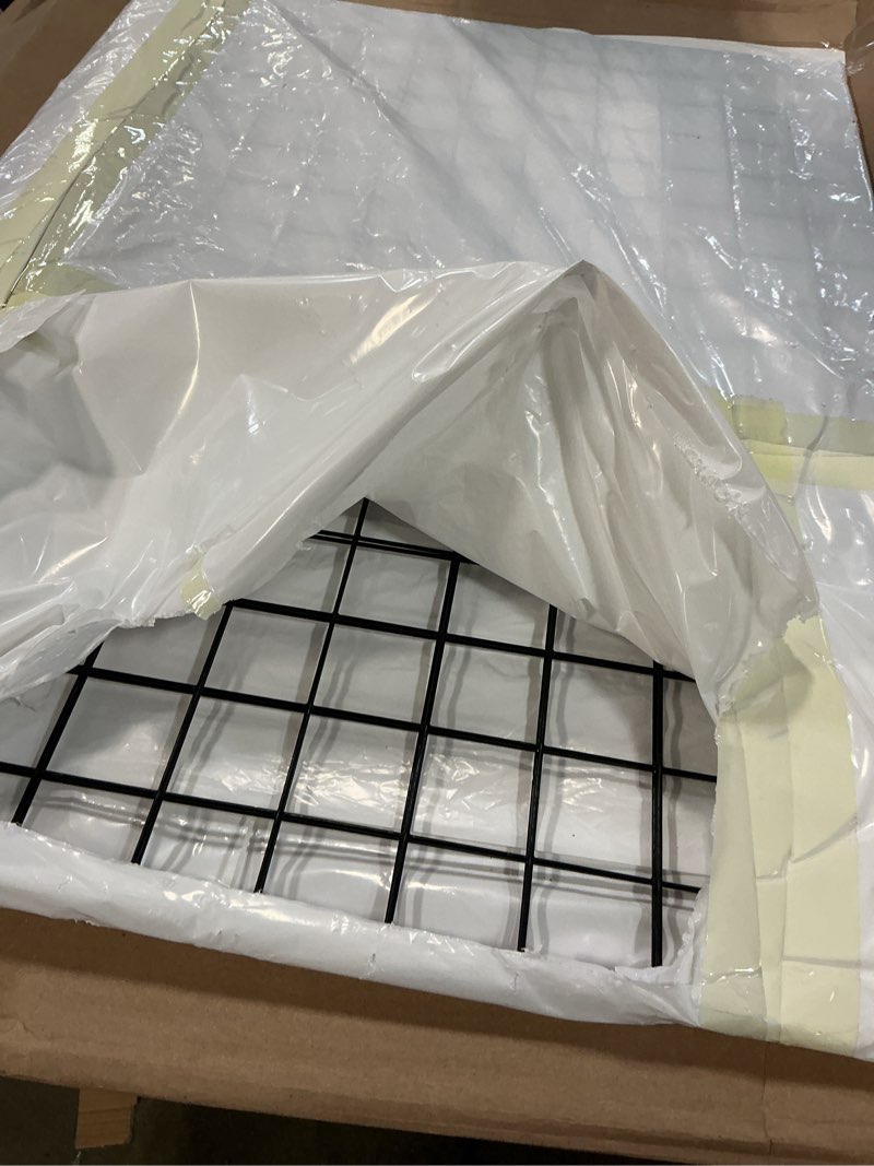 Condition photo showing Good Condition for patikil 31.5"x24" wire grid panel, 2 pack board photo pictures memo display grid panels hanging organizer wall decorative panel for home office wedding, black 31.5x24 inch black