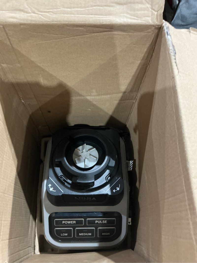 Condition photo showing As Is for ninja bl610 professional 72 oz countertop 1000-watt base and total crushing technology for-smoothies, ice and frozen fruit, black, blender + pitcher