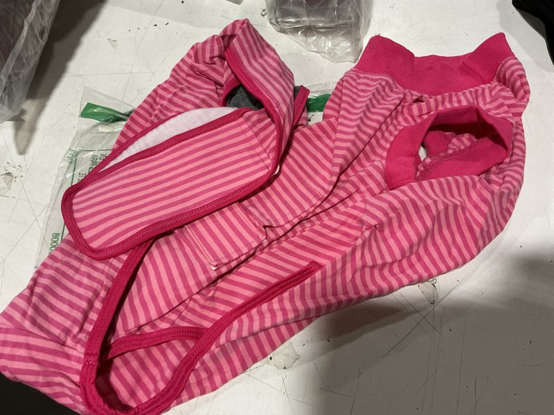Condition photo showing Good Condition for fuamey recovery suit for dogs after surgery,soft breathable dog bodysuit e-collar & cone alternative surgical suit,male female dog neuter spay suits anti licking wounds onesie rose stripes xl xl(back:20.1-24.8in,wt:42-75lbs) rose stripes