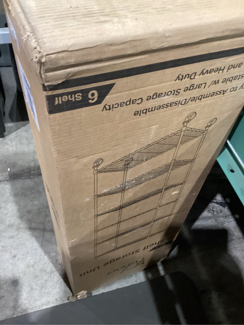 Condition photo showing Good Condition for 6-Tier Metal Storage Rack with Wheels, Sturdy Adjustable Wire Shelving Unit for Garage Kitchen Pantry Laundry Room, 36" W x 14" D x 75" H Large Rolling Organizer Shelf Easy Assembly, Black