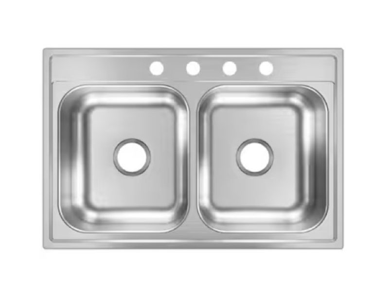 Elkay Drop-in 33-in x 22-in Stainless steel Double equal bowl 20 -Gauge Kitchen Sink