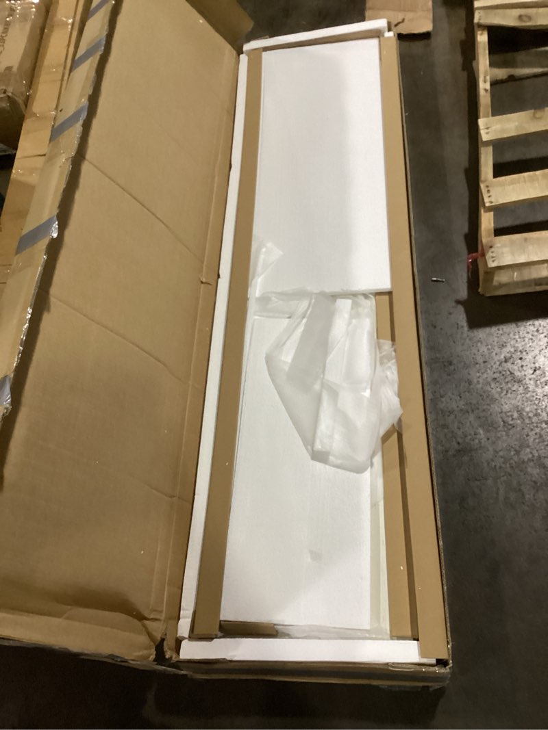 Condition photo showing Good Condition for VASAGLE Farmhouse TV Stand for TVs up to 80 Inches, Entertainment Center with Storage Cabinets and Sliding Barn Doors, Media Console Table for Living Room, Rustic White and Honey Brown ULTV537W01