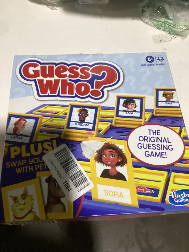 Condition photo showing New/Like New for Hasbro Gaming Guess Who? Board Game, with People and Pets Cards, The Original Guessing Game, Kids, Ages 6+(Amazon Exclusive)