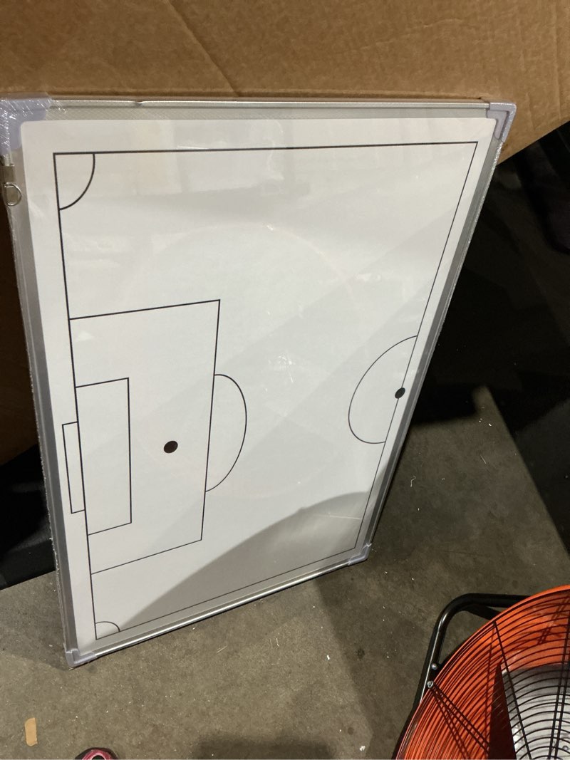 Condition photo showing Good Condition for dunzoom 36" x 24" magnetic soccer coaching board double-sided dry erase board, portable tactical clipboard equipped with magnet numbers, marker pen, eraser and zipper bag 35 x 24 inch soccer white