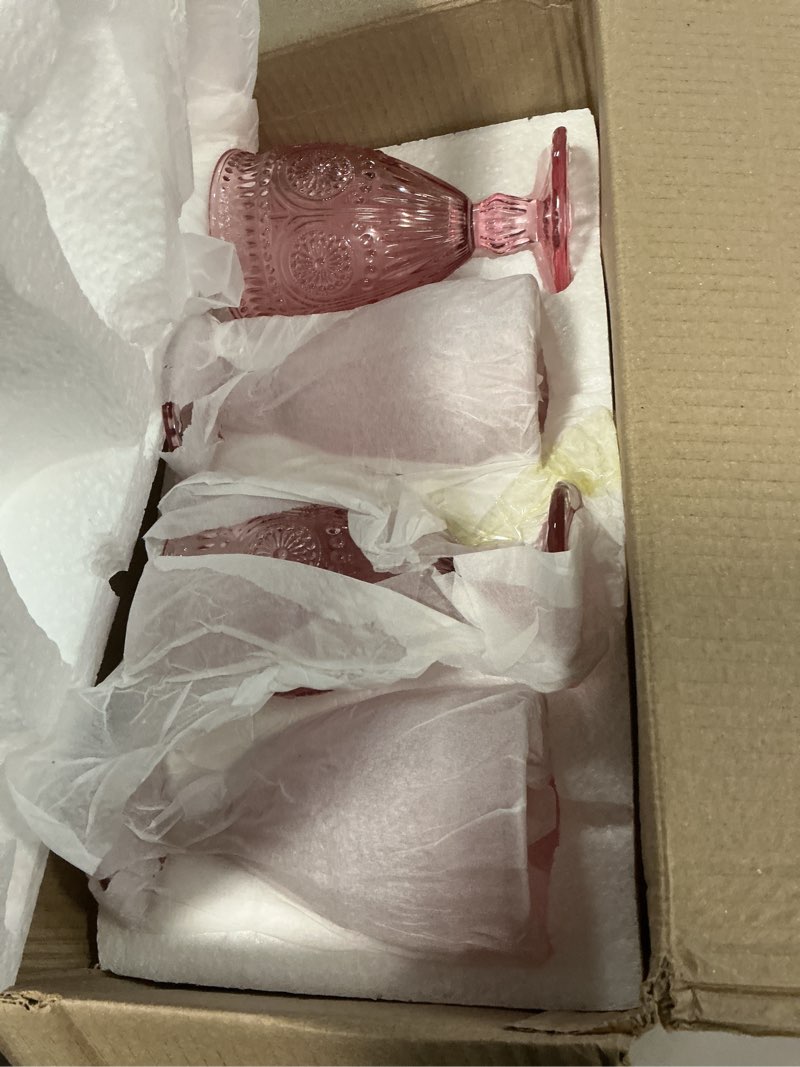 Condition photo showing Good Condition for darlion wine goblets, goblet glasses, pink goblets, wine glasses set of 4, pink glasses drinking for party home wedding