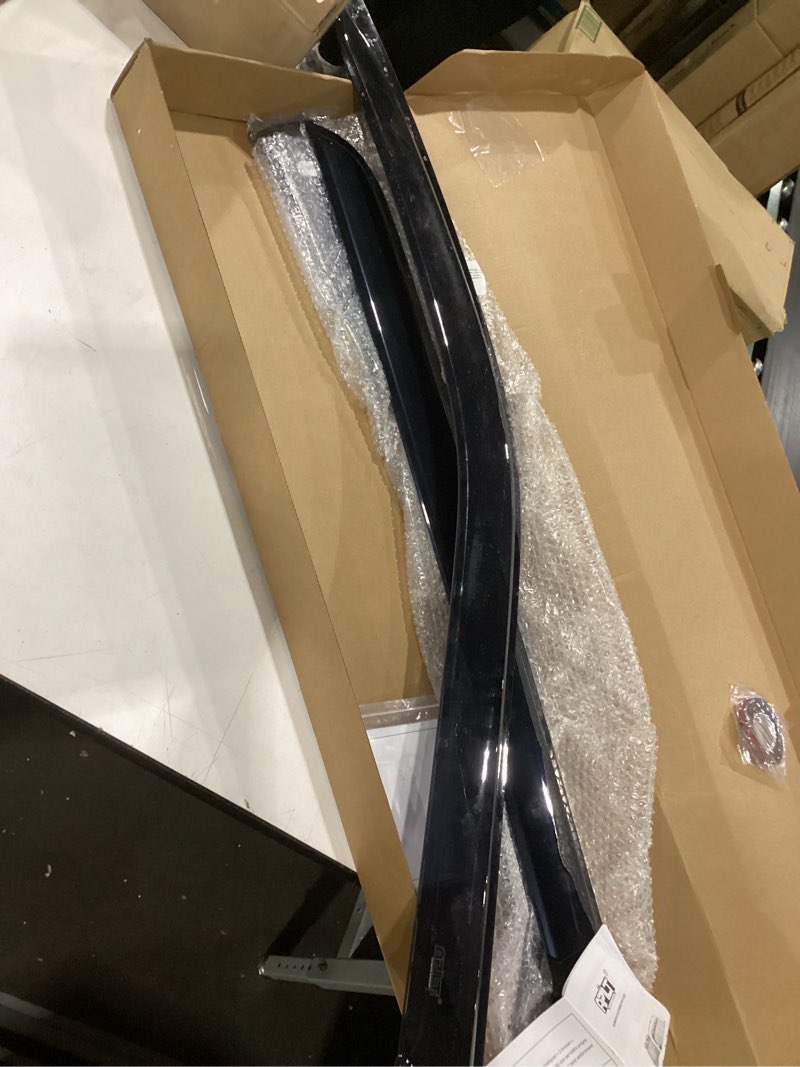 Condition photo showing As Is for outside-mount rain guards window visors for 2015-2026 ford f-150 supercrew & 2017-2026 raptor/f-250/f-350/f-450/f-550 super duty supercrew wind deflector dark smoke 4-piece set with thicker medium?full-size? 2015-2026 ford f-150 supercrew