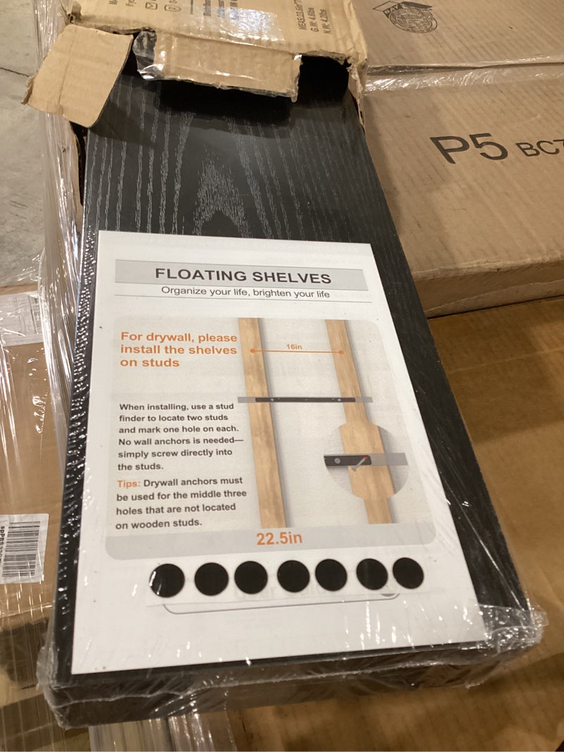 Condition photo showing New/Like New for BAYKA Floating Shelves for Wall, 22.5 inches Black Wall Shelves for Bathroom, Bedroom, Living Room, Kitchen & Book, Hanging Display Decor Organizer Shelf with 22 lbs Capacity A. Black - Universal Classic Style 22.5inches