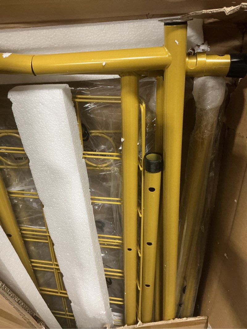 Condition photo showing Good Condition for Heavy Duty Clothes Rack, Rolling Clothing Racks With Shelves Load 620 LBS, Double Rod Clothing Racks for Hanging Clothes, Portable& Adjustable Clothes Rack with Wheels Garment Rack,Gold Gold Large
